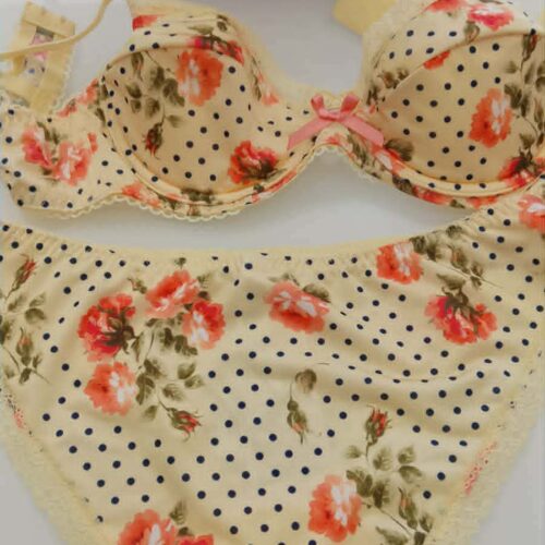 Completo Intimo Donna Si è Lei – Reggiseno Semi-Imbottito e Slip, Giallo Mais