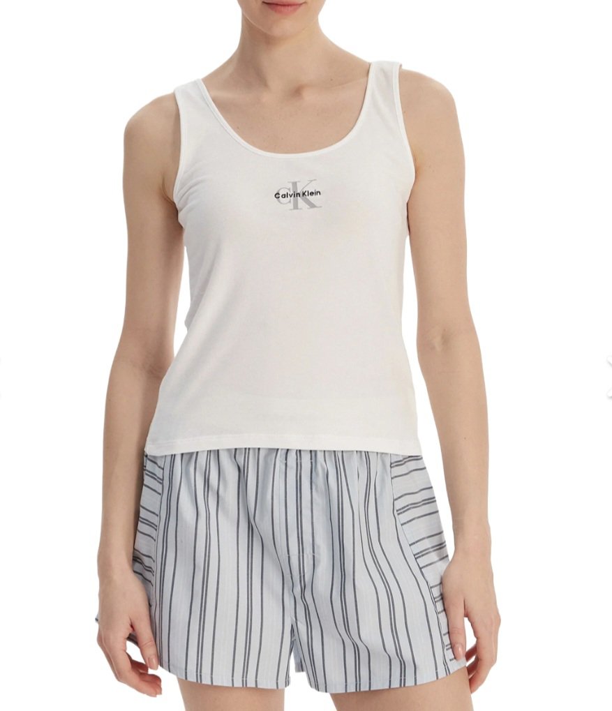Calvin Klein – Canotta Estiva in Cotone con Logo Stampa – Bianco