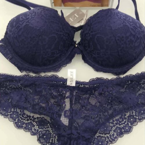 Completo Intimo Donna Si è Lei – Reggiseno Coppe Memory e Slip Coordinato, Blu