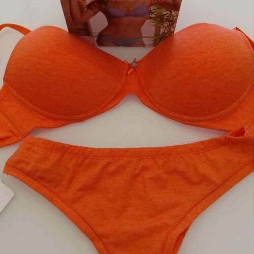 Completo Intimo Donna Si è Lei – Coordinato Reggiseno e Brasiliana, Arancio